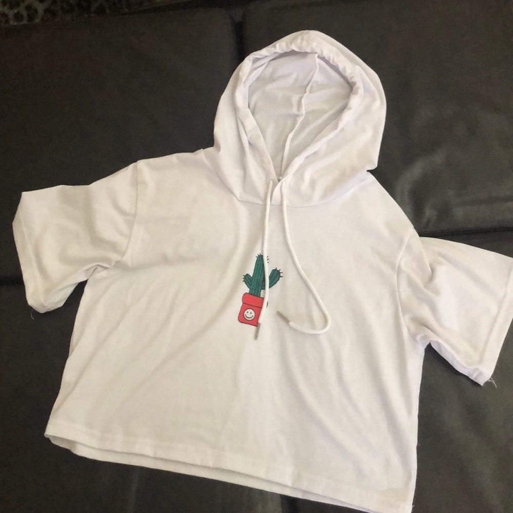 A with hooded cactus shirt
